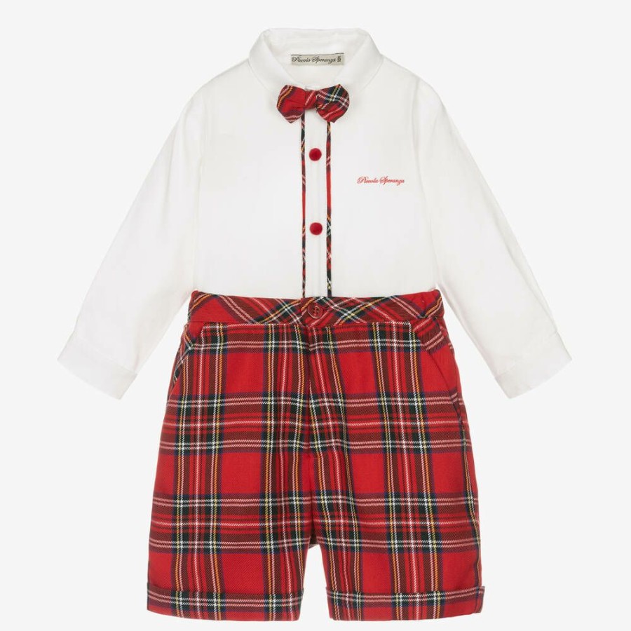 * Outfits | Store Boys Red Tartan Shorts Set