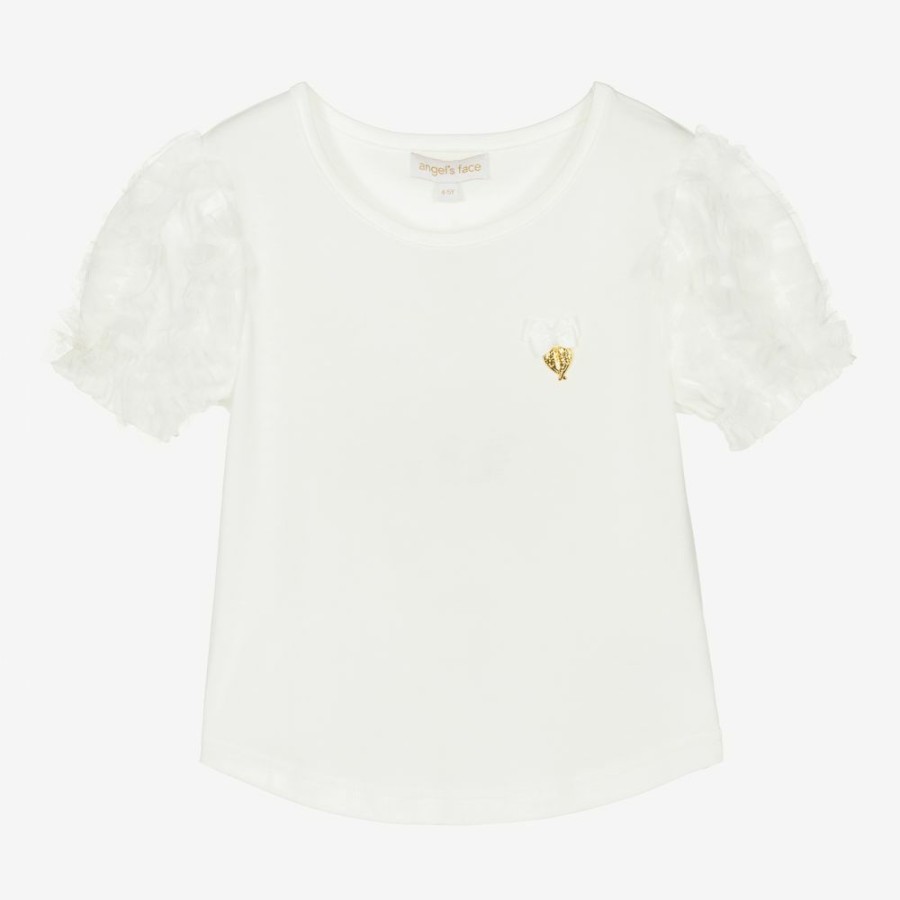 * Tops | Latest Fashion White Tulle Heart T-Shirt