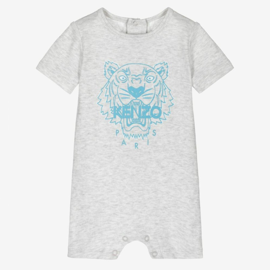 * Babysuits | Exclusive Grey Cotton Tiger Baby Shortie