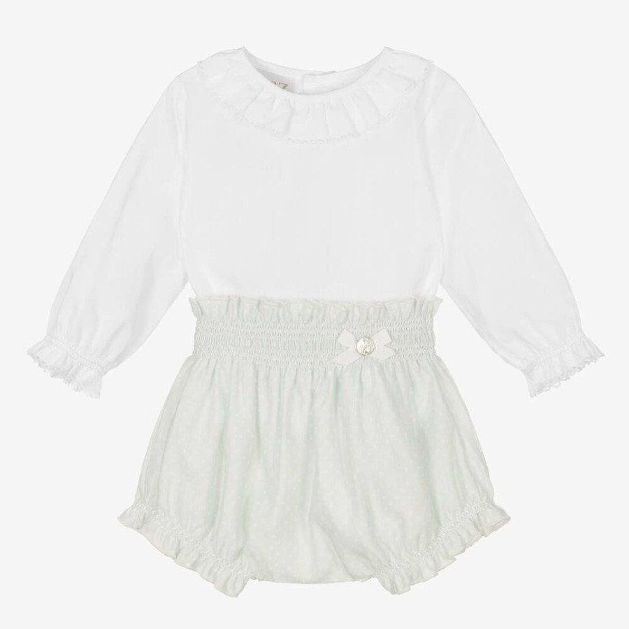 * Babysuits | Popular White Green Baby Shorts Set