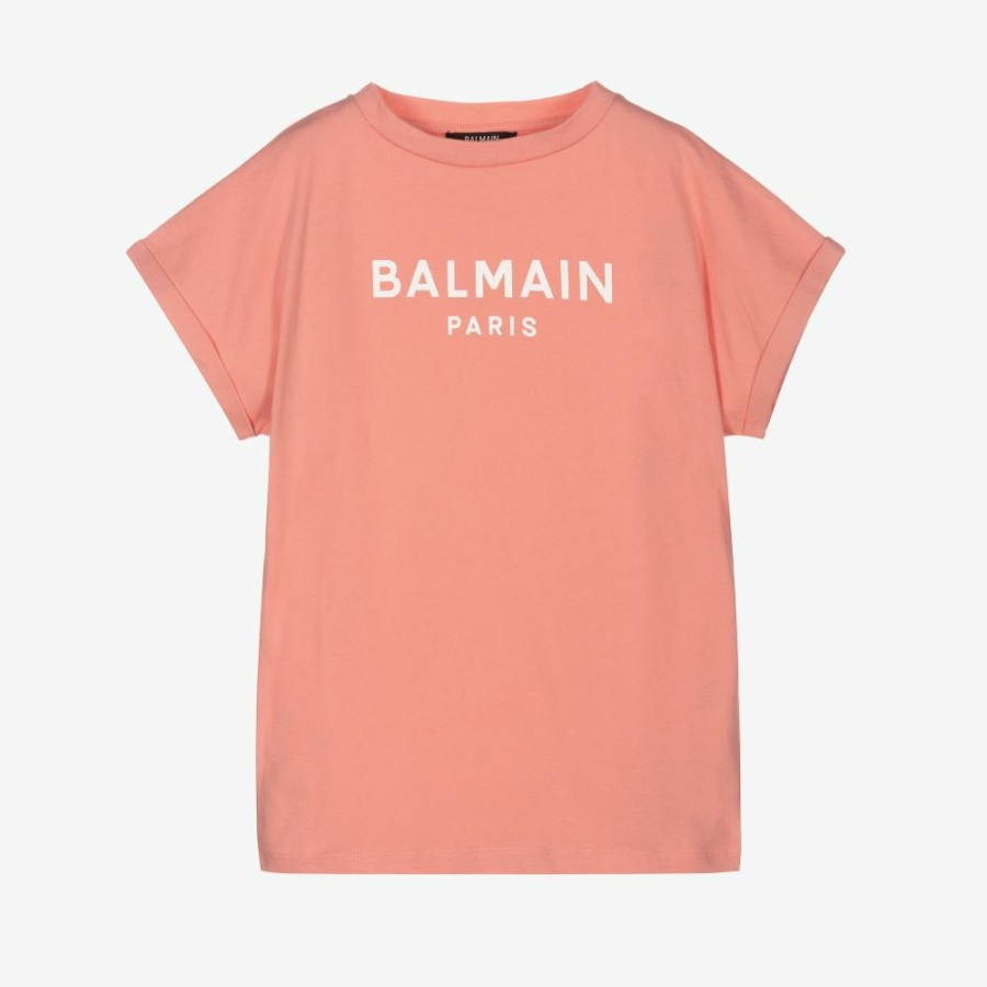 * Tops | Online Girls Pink Cotton Logo T-Shirt