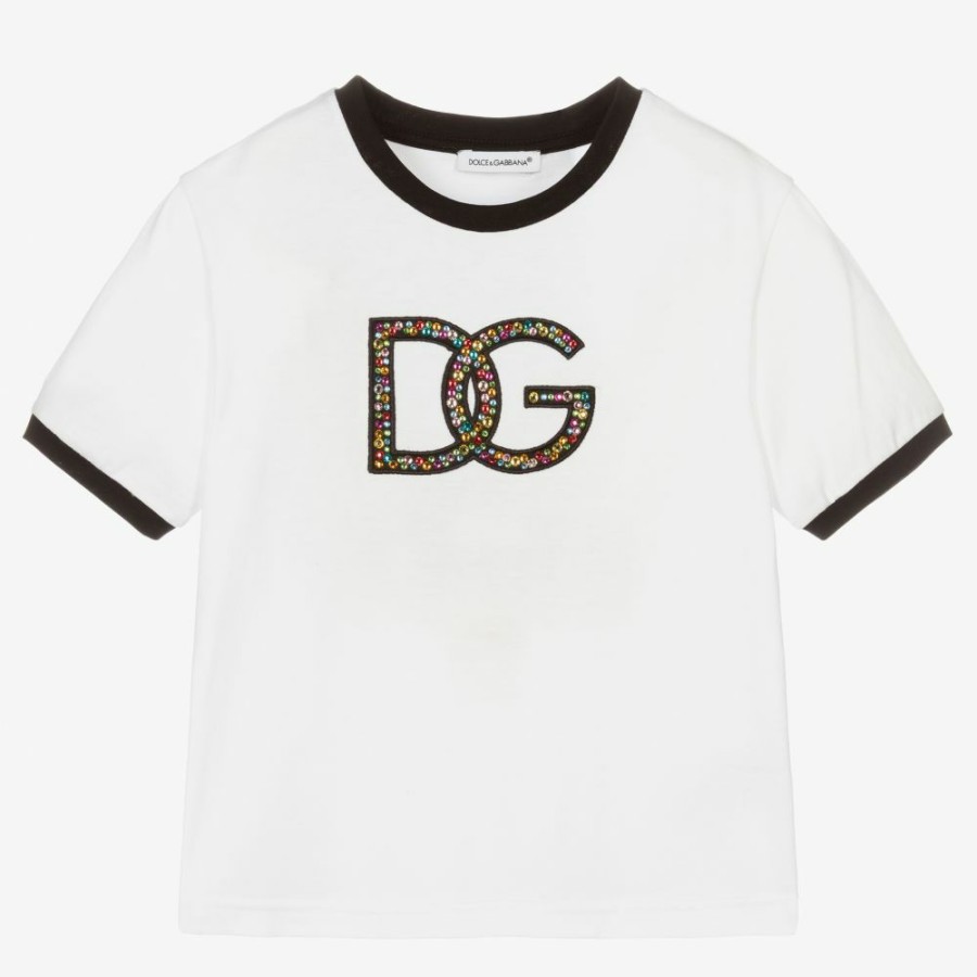 * Tops | Cheaper White Diamante Logo T-Shirt