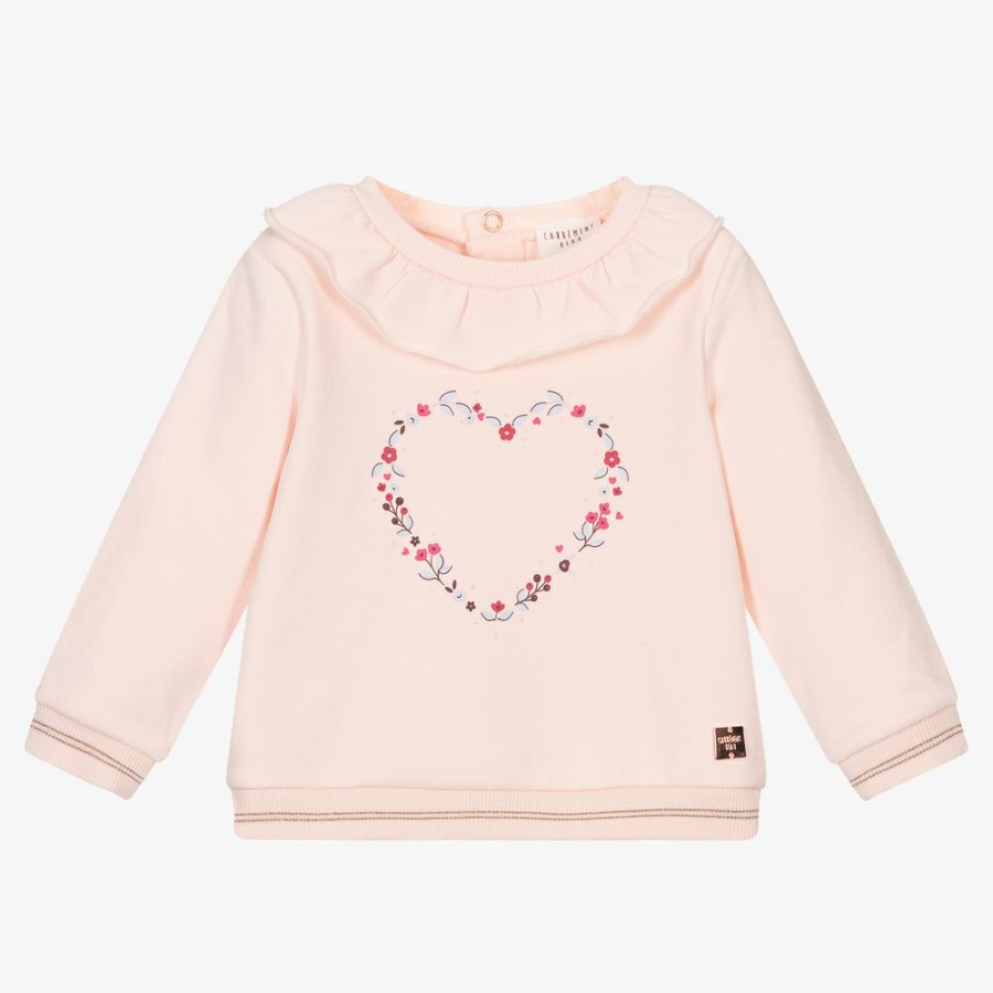 * Tops | Less Expensive Pink Floral Heart Sweatshirt