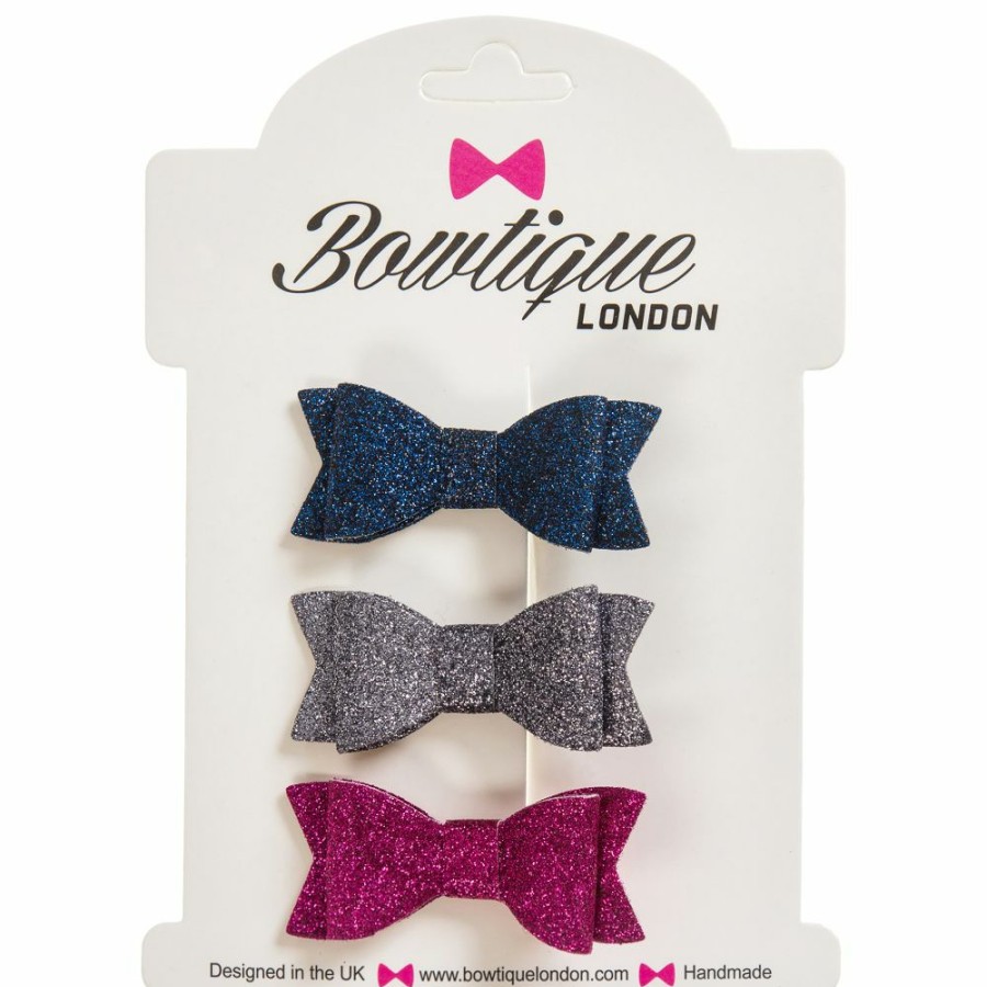 * Accessories | Cheaper Pack Of 3 Glitter Bows (6.5Cm)