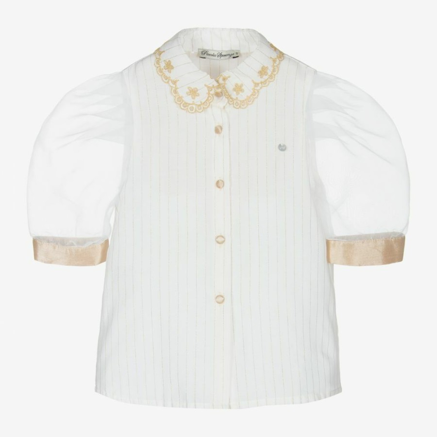 * Tops | Sale Online Girls Ivory Gold Blouse