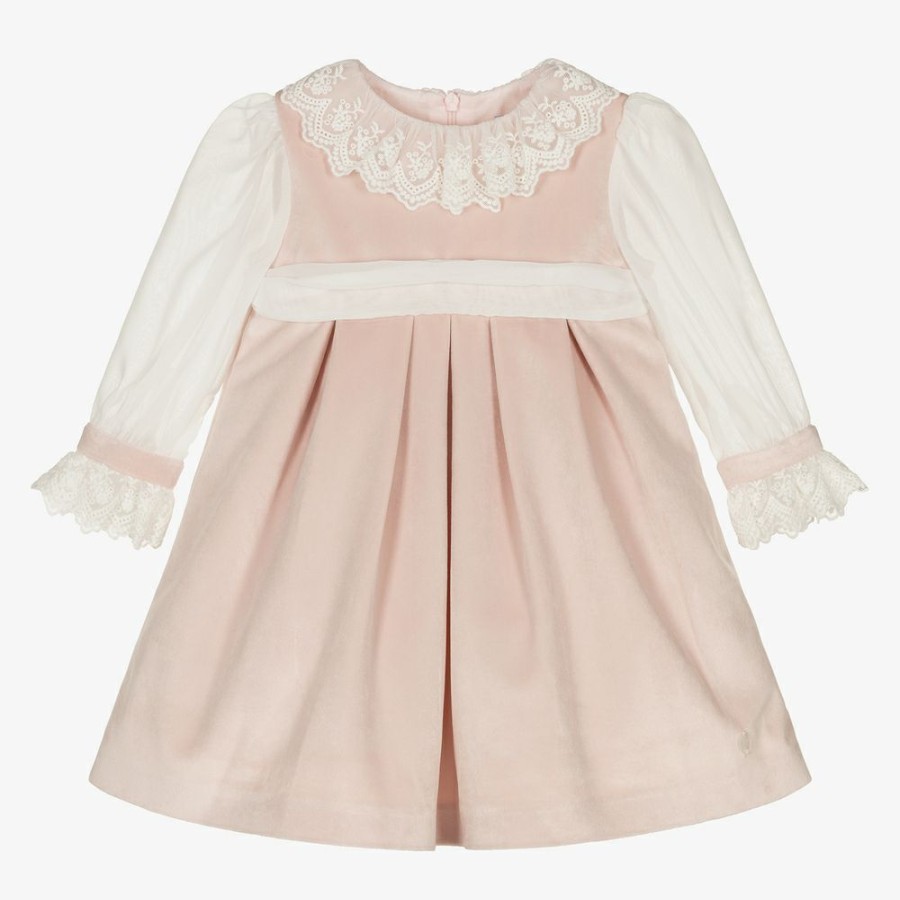 * Outfits | Online Pink Velour Lace Collar Dress