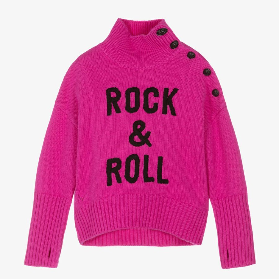 * Tops | Reliable Quality Girls Pink Roll Neck Sweater