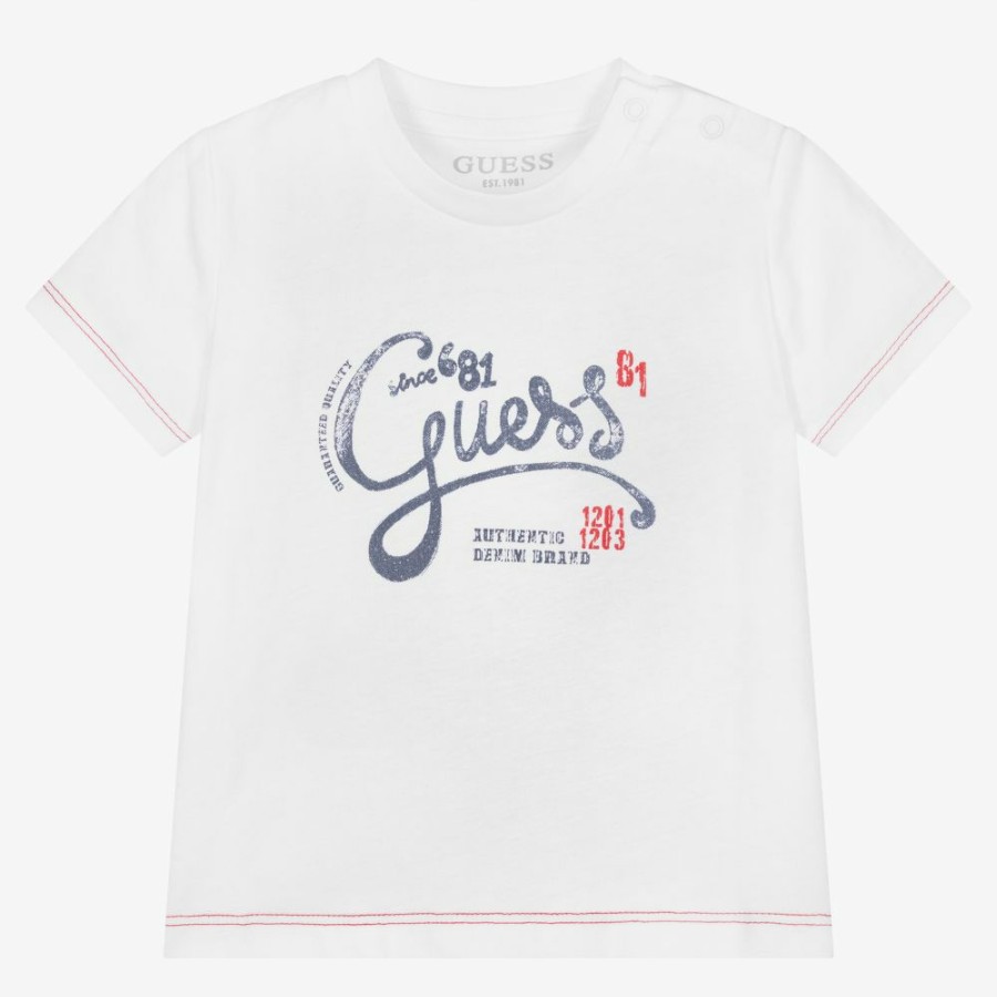 * Tops | Best Sale Baby Boys White Cotton T-Shirt