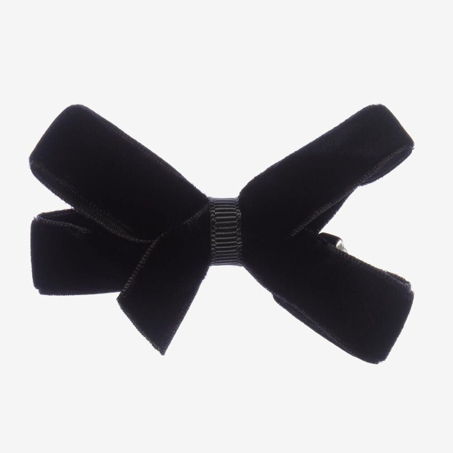 * Accessories | Quick Delivery Black Velvet Bow Clip (7Cm)