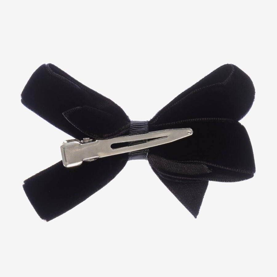 * Accessories | Quick Delivery Black Velvet Bow Clip (7Cm)