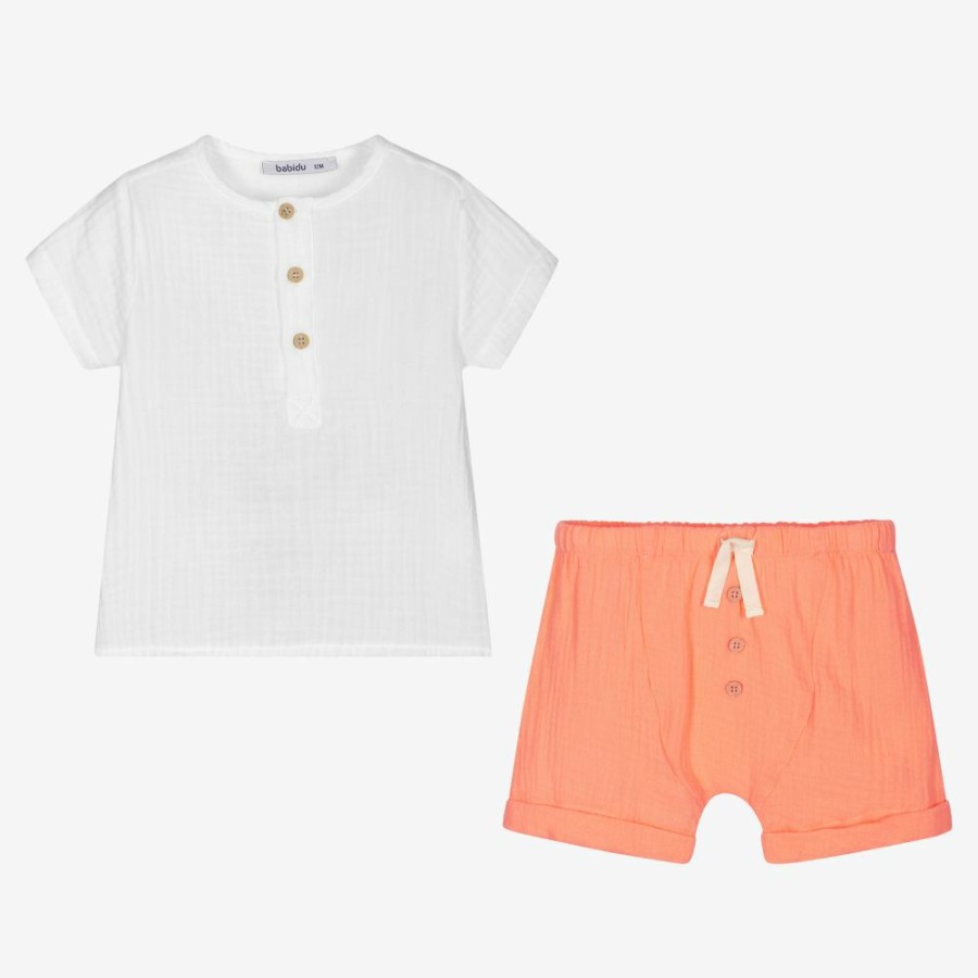 * Outfits | Best Choice Boys White Orange Shorts Set