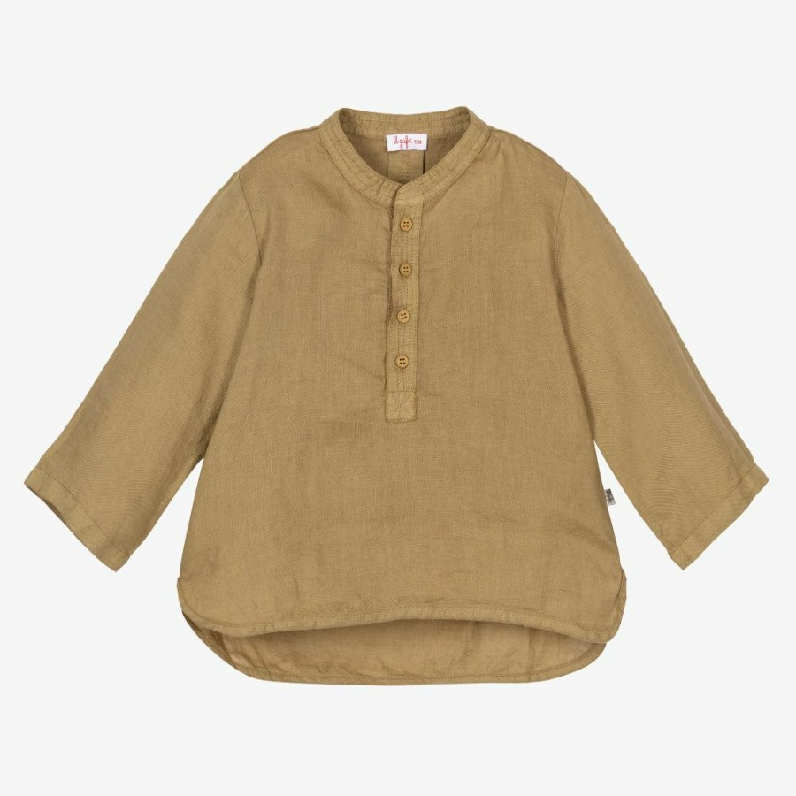 * Tops | Popular Boys Green Linen Shirt