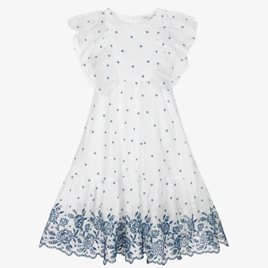 * Outfits | Store White Blue Cutwork Dress