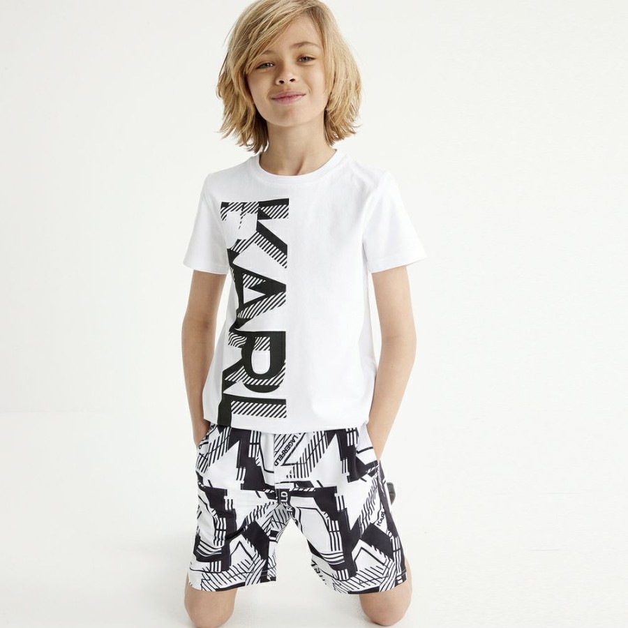 * Boy | Best-Selling Teen White Black Swim Shorts