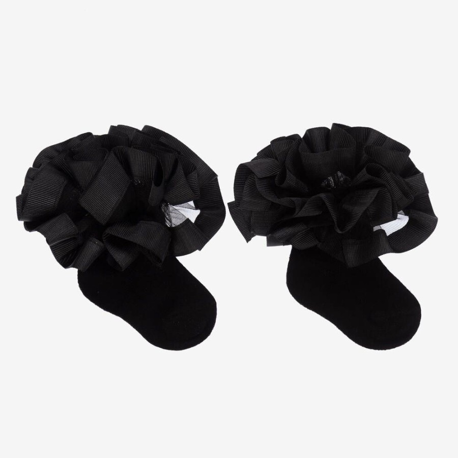 * Accessories | Excellent Girls Black Ruffle Socks