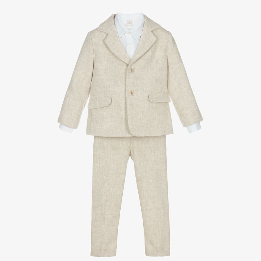 * Outfits | Best Sale Boys Beige Linen Suit