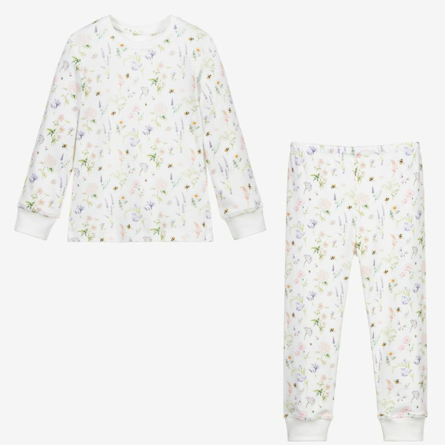 * Nightwear Underwear | Shop Ivory Cotton Flower Pyjamas