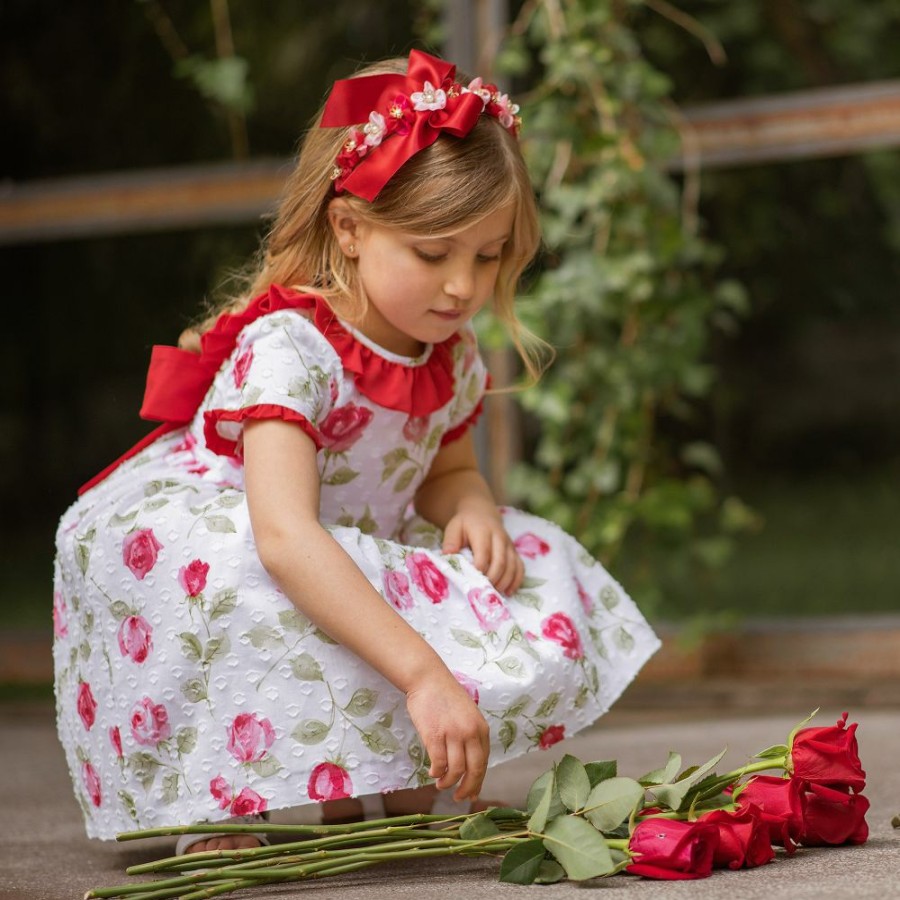 * Outfits | Less Expensive Girls White Red Roses Dress