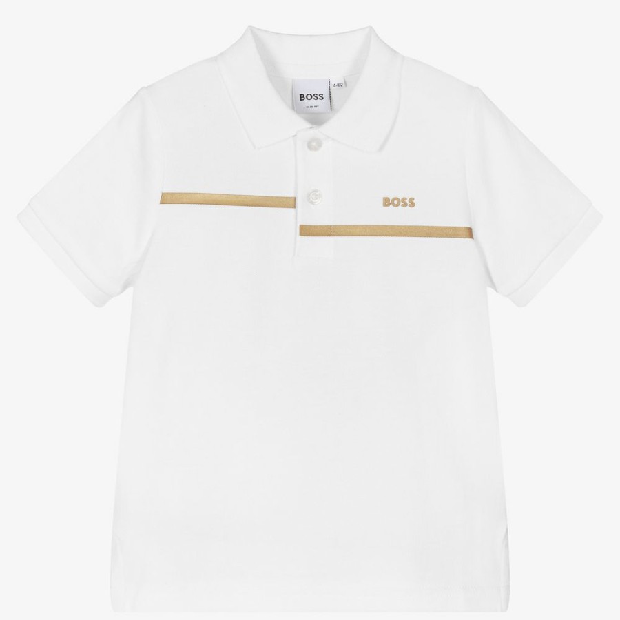 * Tops | Excellent Boys White Logo Polo Shirt