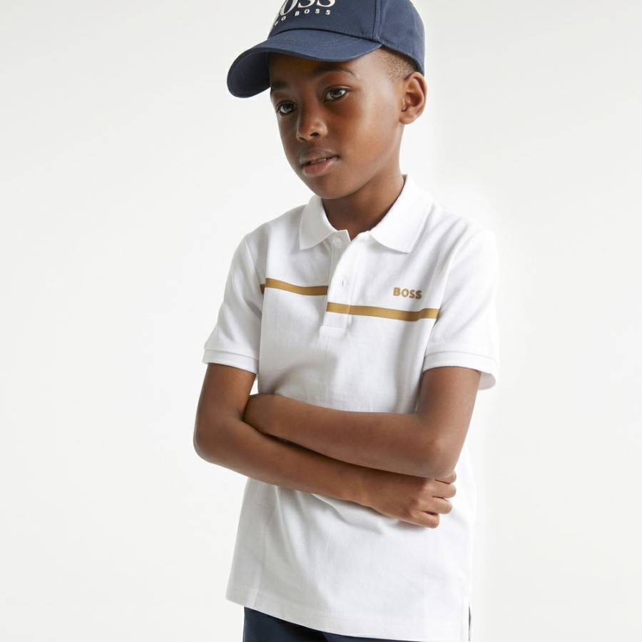 * Tops | Excellent Boys White Logo Polo Shirt