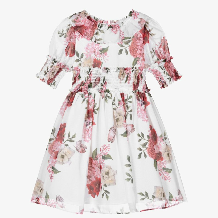 * Outfits | New Arrivals White Floral Chiffon Dress