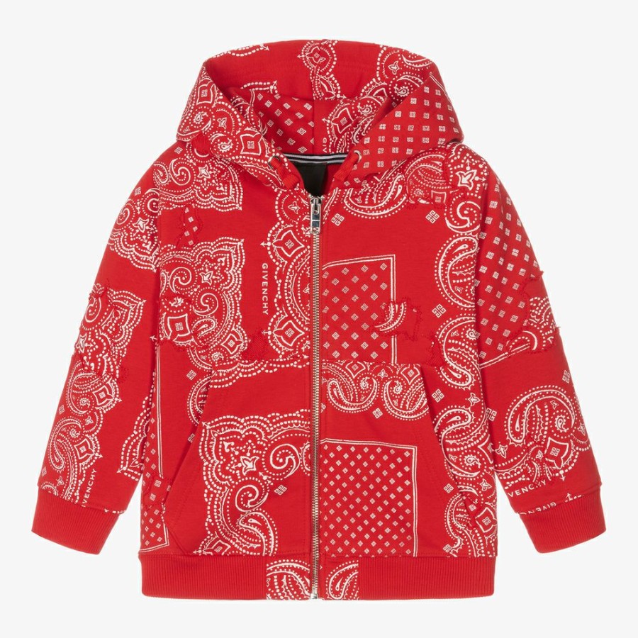 * Tops | Discount Boys Red Bandana Zip-Up Top