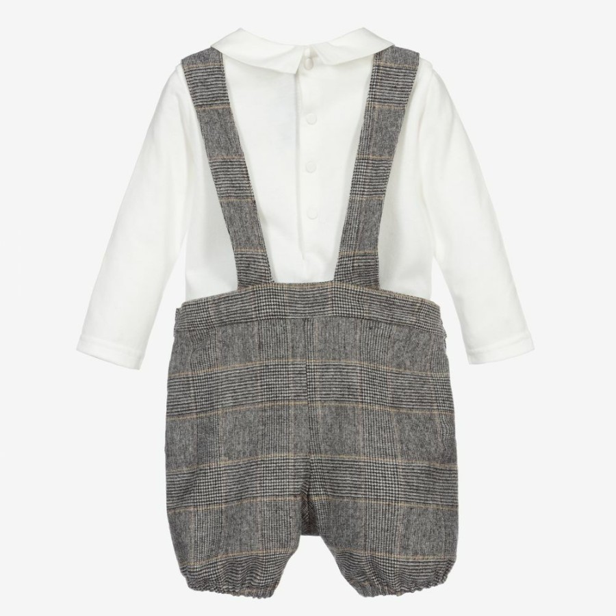 * Babysuits | Closeout Sale Grey Check Dungaree Shorts Set