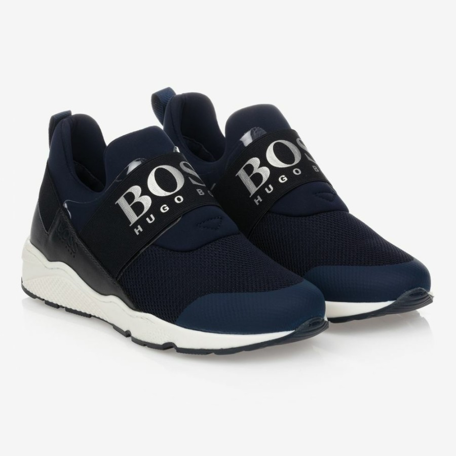 * Boy | Popular Teen Navy Blue Logo Trainers