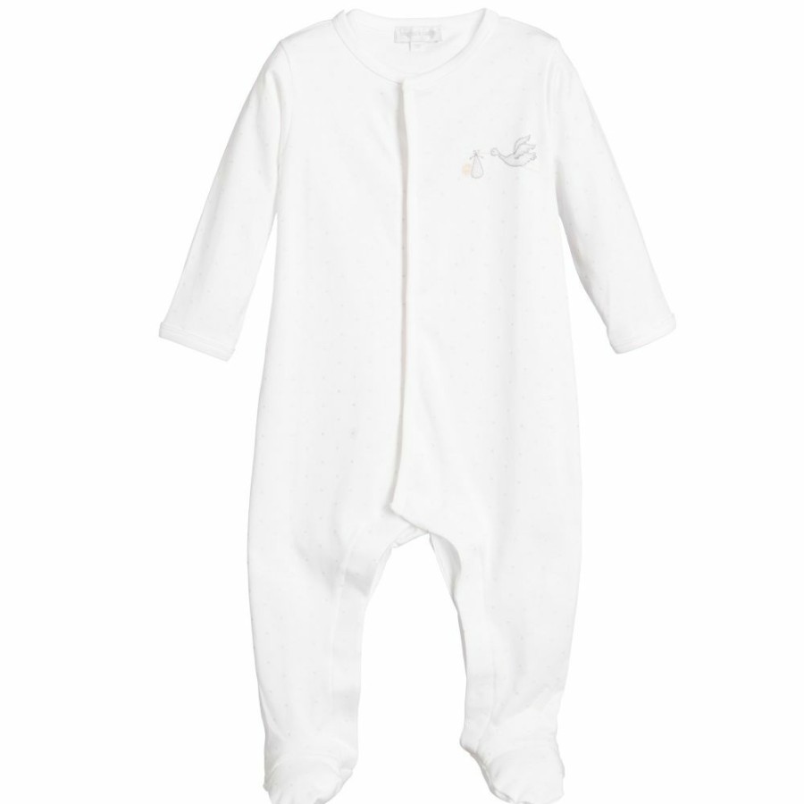 * Babysuits | Sale White Pima Cotton Babygrow