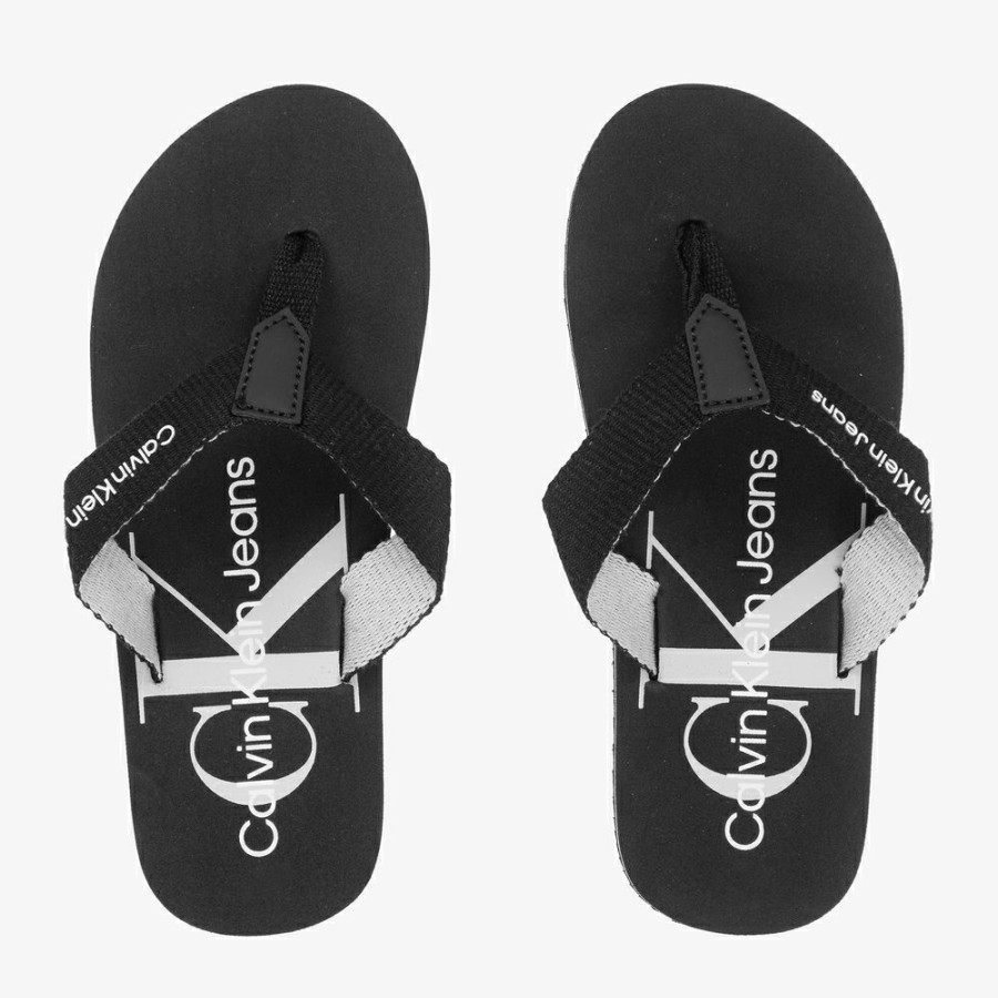 * Shoes | Cheaper Boys Black Logo Flip-Flops