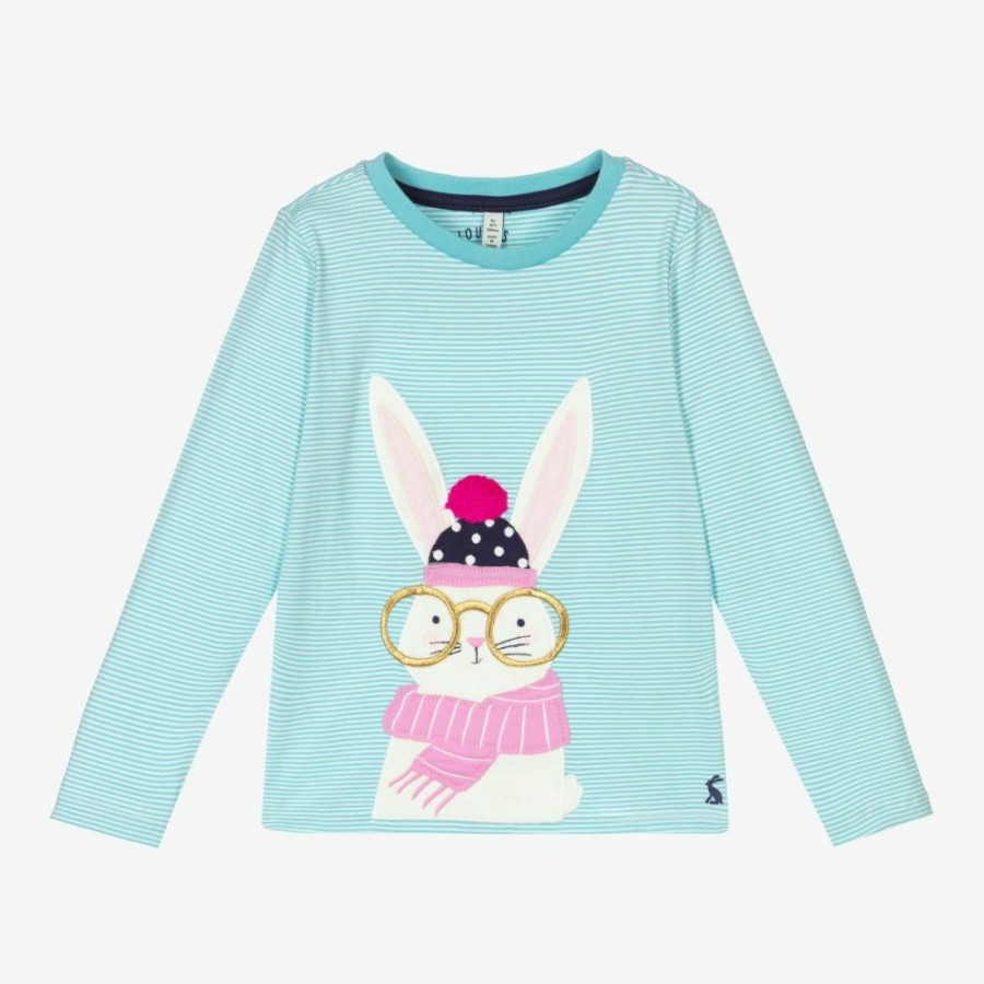 * Tops | Less Expensive Girls Blue Striped Rabbit Top