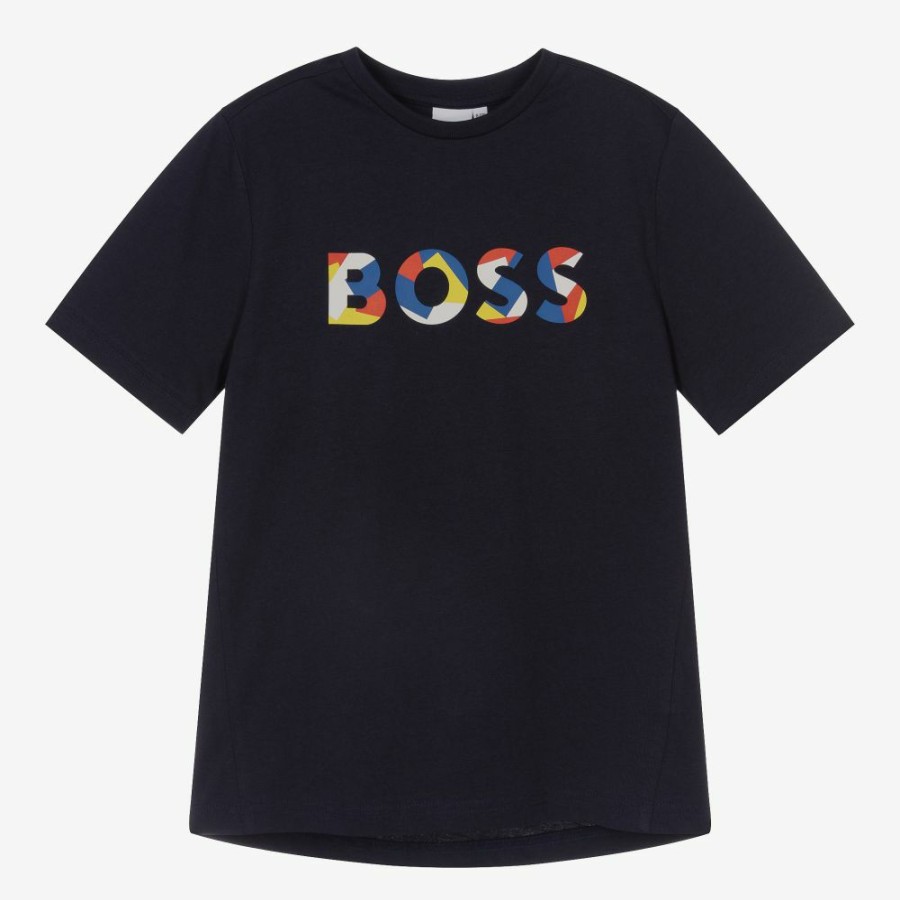 * Tops | Exclusive Boys Blue Cotton Logo T-Shirt