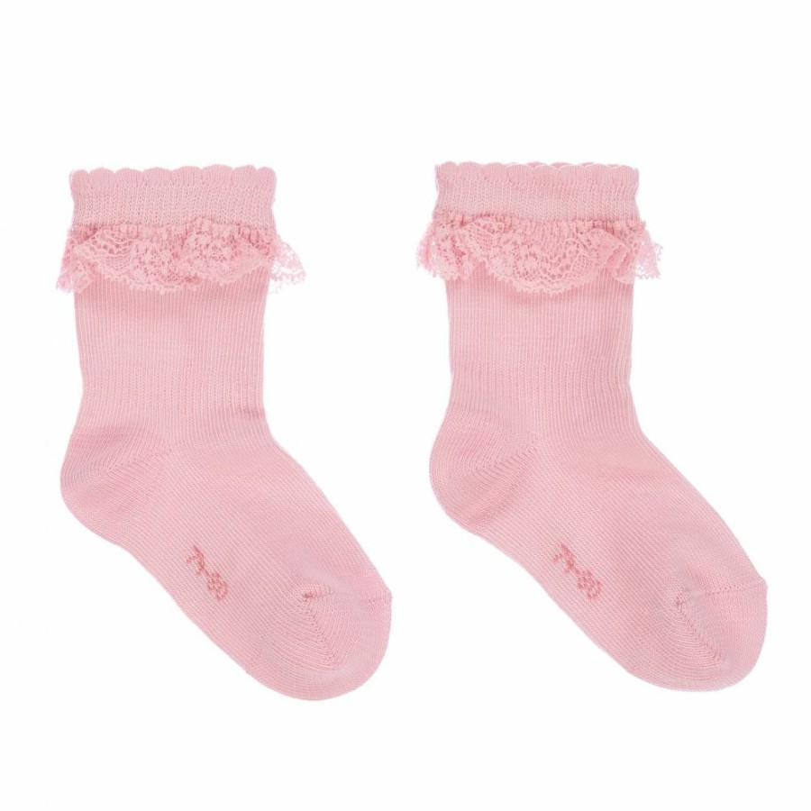 * Accessories | Tendy Style Pink Lace Trim Socks