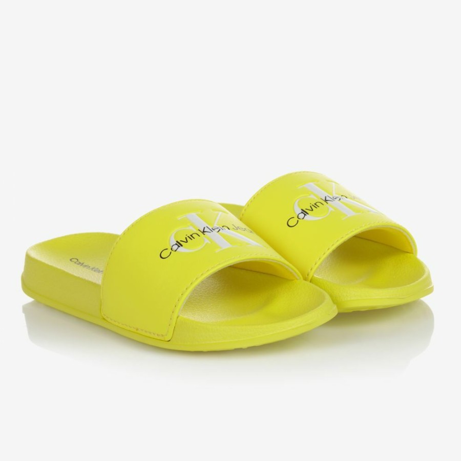 * Shoes | Reliable Quality Neon Yellow Logo Sliders