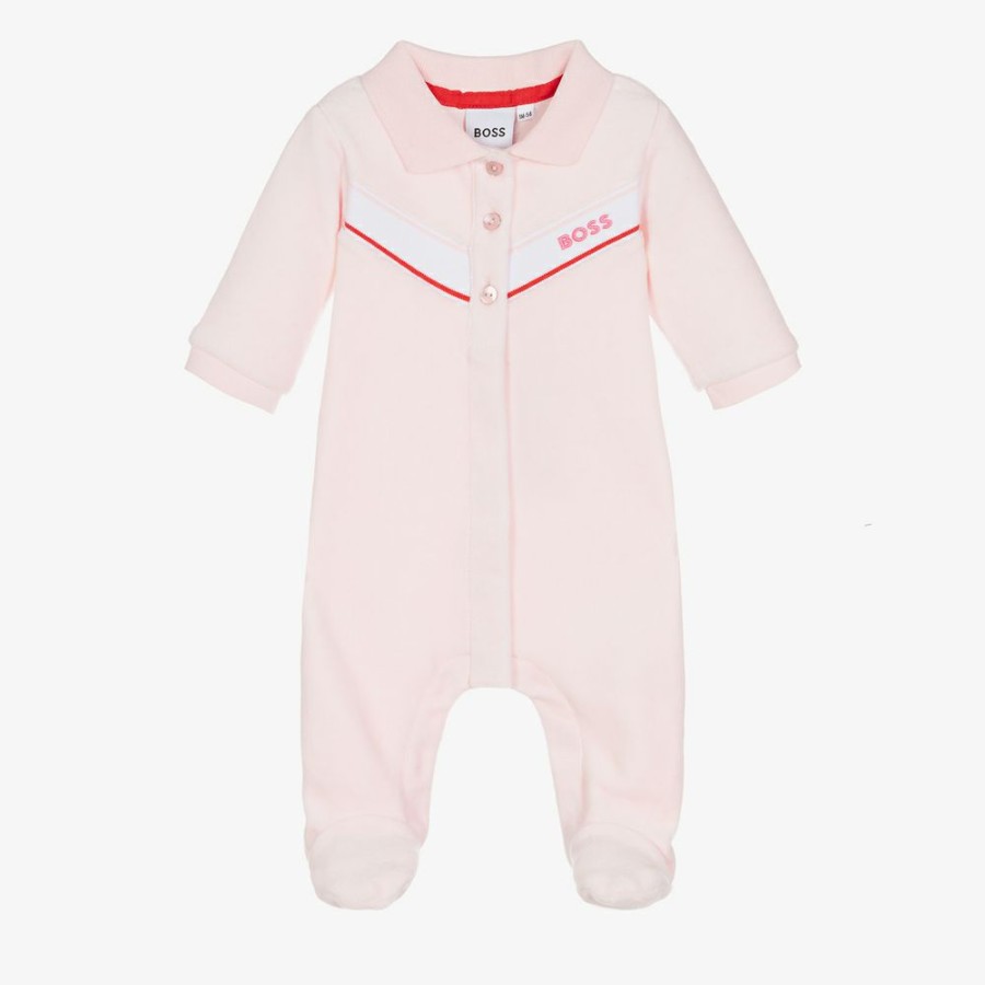 * Babysuits | Tendy Style Pink Velour Polo Babygrow