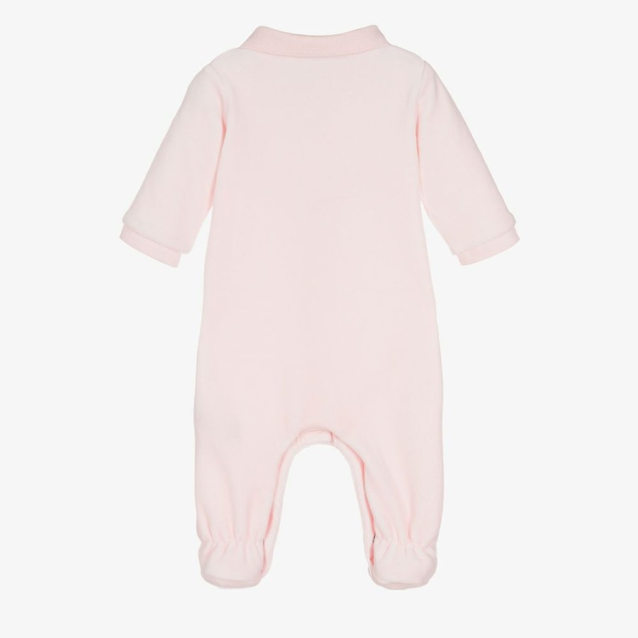 * Babysuits | Tendy Style Pink Velour Polo Babygrow