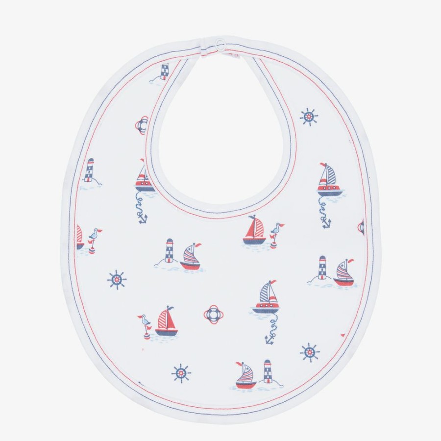 * Accessories | Unique White Sails Print Cotton Bib