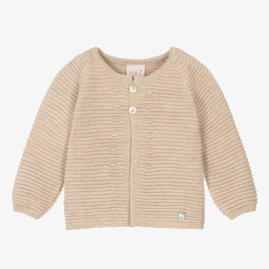 * Tops | Excellent Boys Beige Wool Baby Cardigan