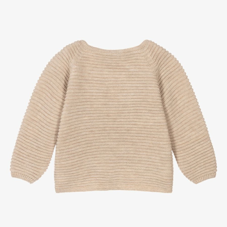 * Tops | Excellent Boys Beige Wool Baby Cardigan