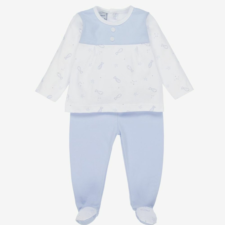 * Babysuits | Best Price Blue Fishes 2 Piece Babygrow