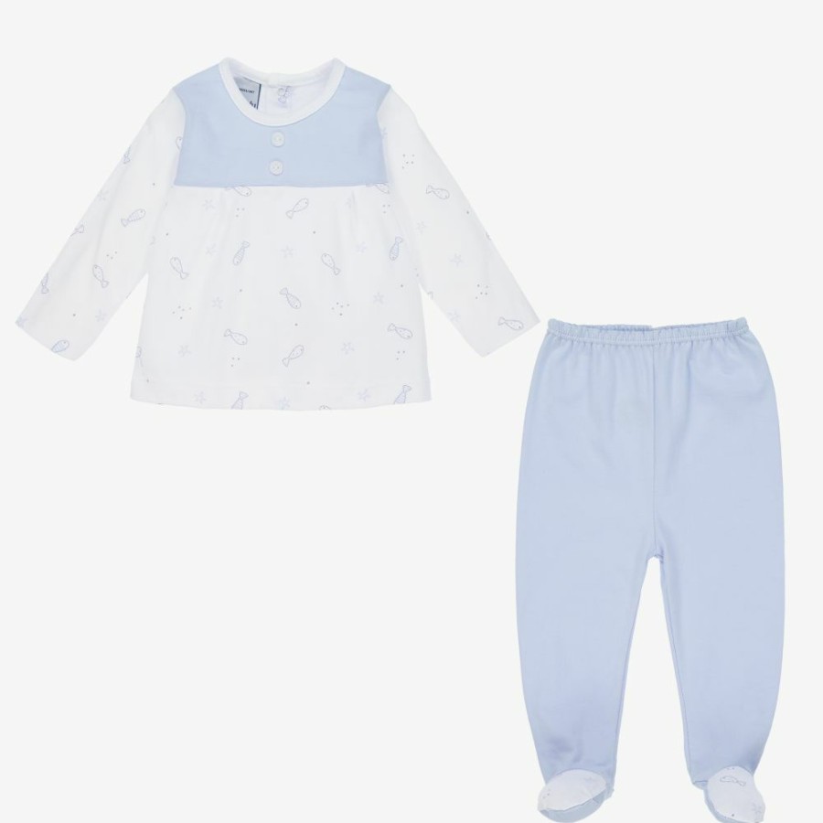 * Babysuits | Best Price Blue Fishes 2 Piece Babygrow