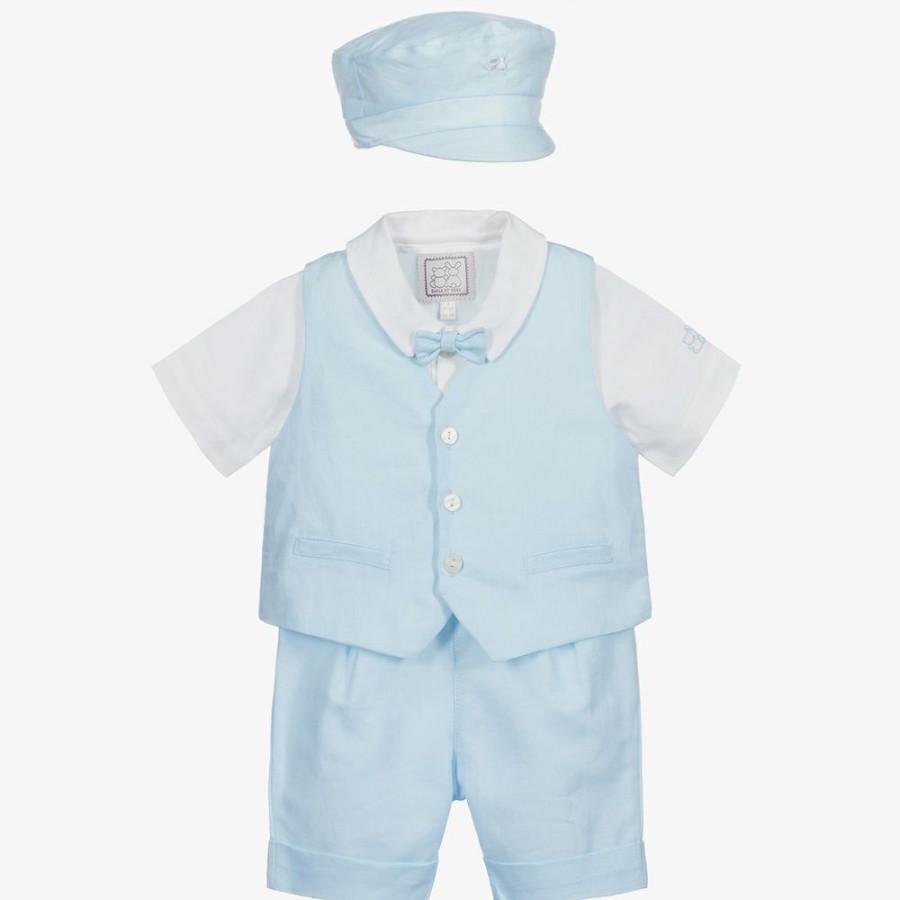 * Babysuits | Best-Selling Blue Linen Baby Shorts Set