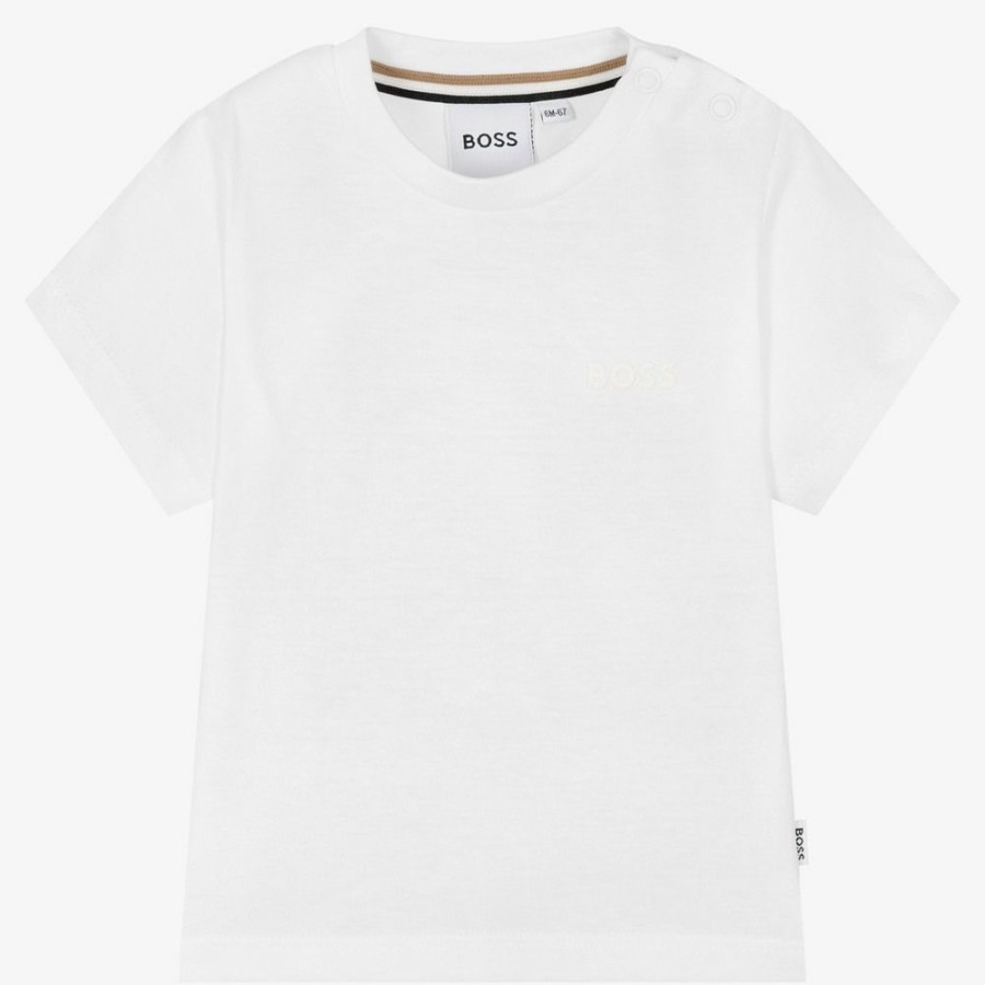 * Tops | Discount Boys White Cotton Logo T-Shirt