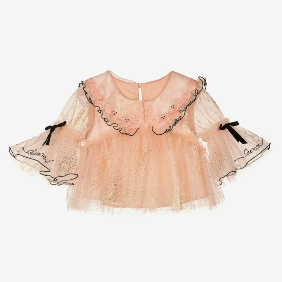 * Tops | Discount Girls Pink Tulle Blouse