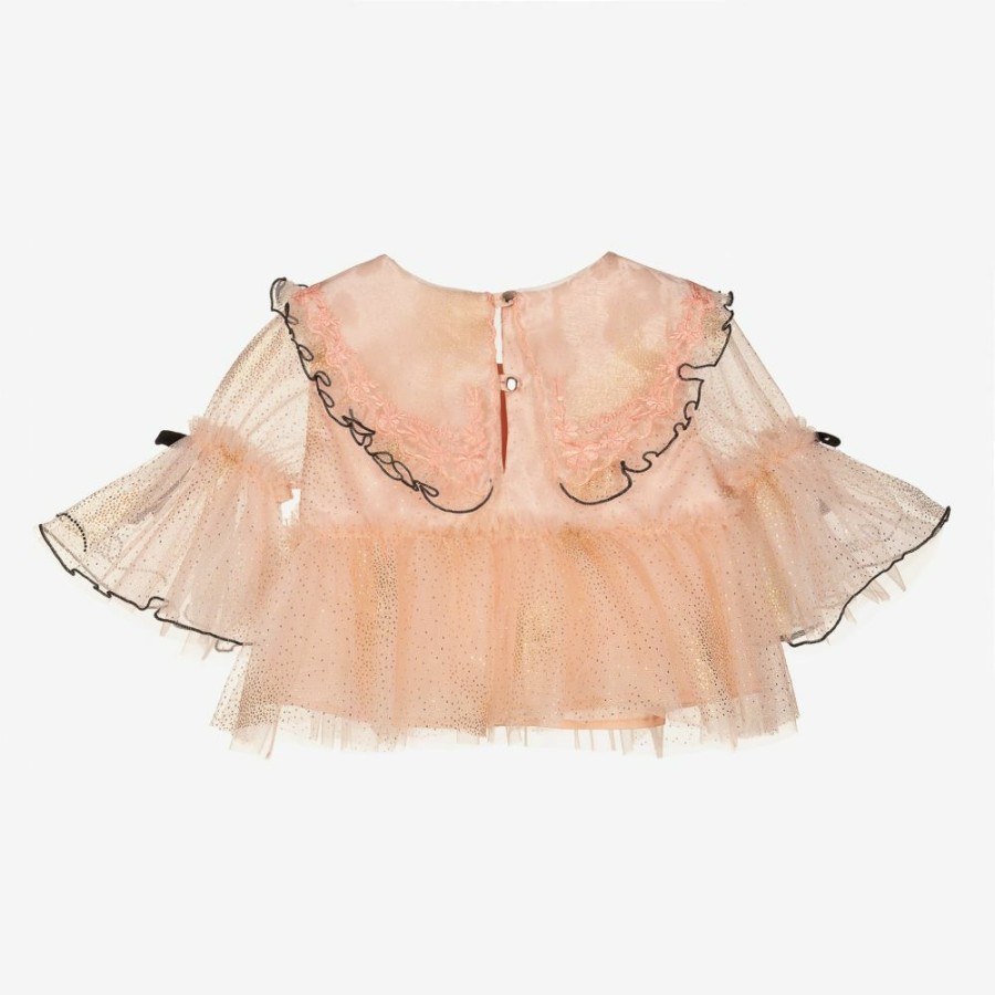 * Tops | Discount Girls Pink Tulle Blouse