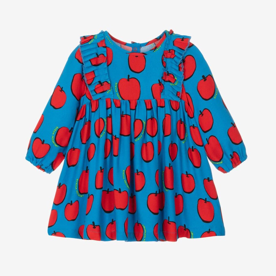 * Outfits | Shop Girls Blue Apple Print Dress