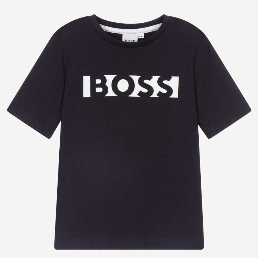 * Tops | Shop Boys Blue Cotton Logo T-Shirt