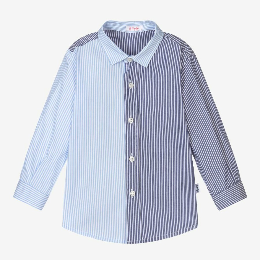 * Tops | Online Boys Blue Striped Cotton Shirt