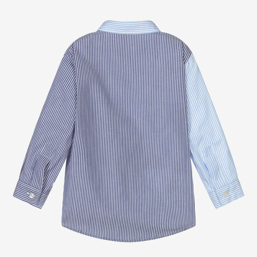 * Tops | Online Boys Blue Striped Cotton Shirt