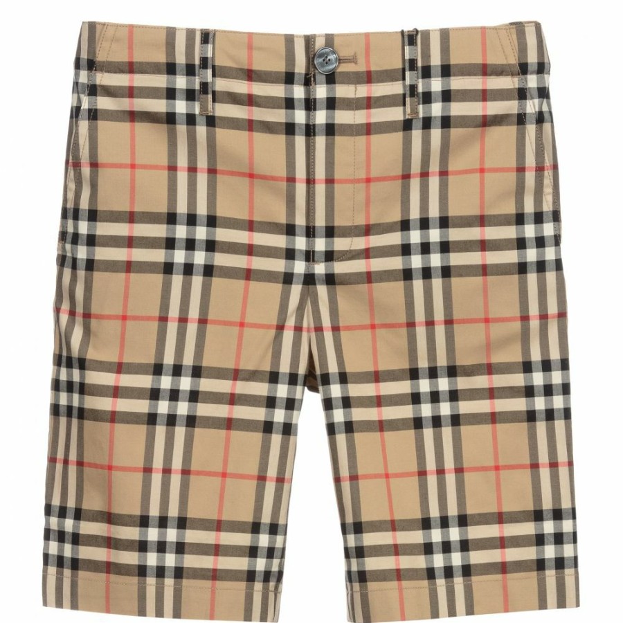 * Boy | Best Sellers Teen Beige Check Shorts